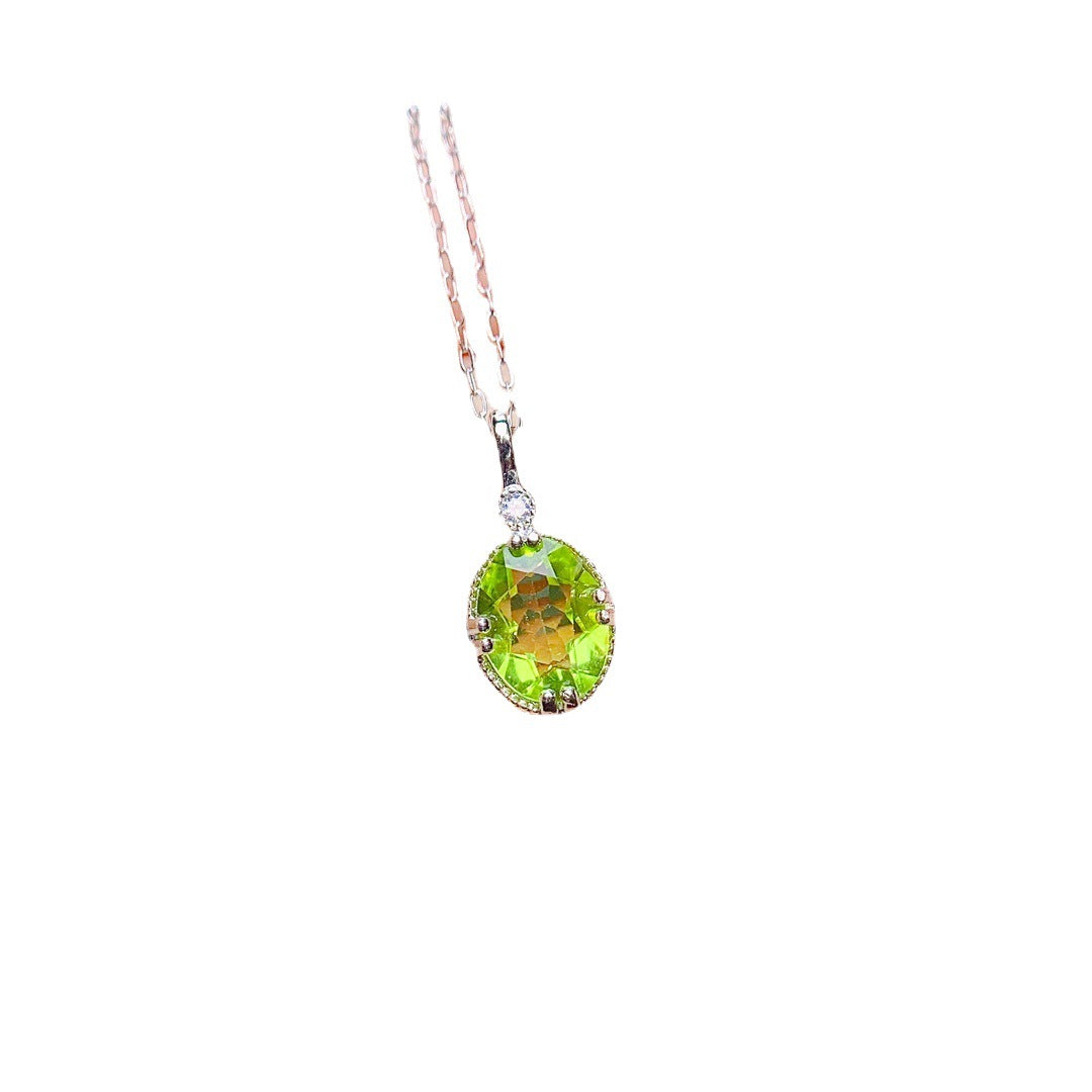 Colgante de peridoto natural con incrustaciones de plata S925, piedra central de 6 x 8, oferta especial