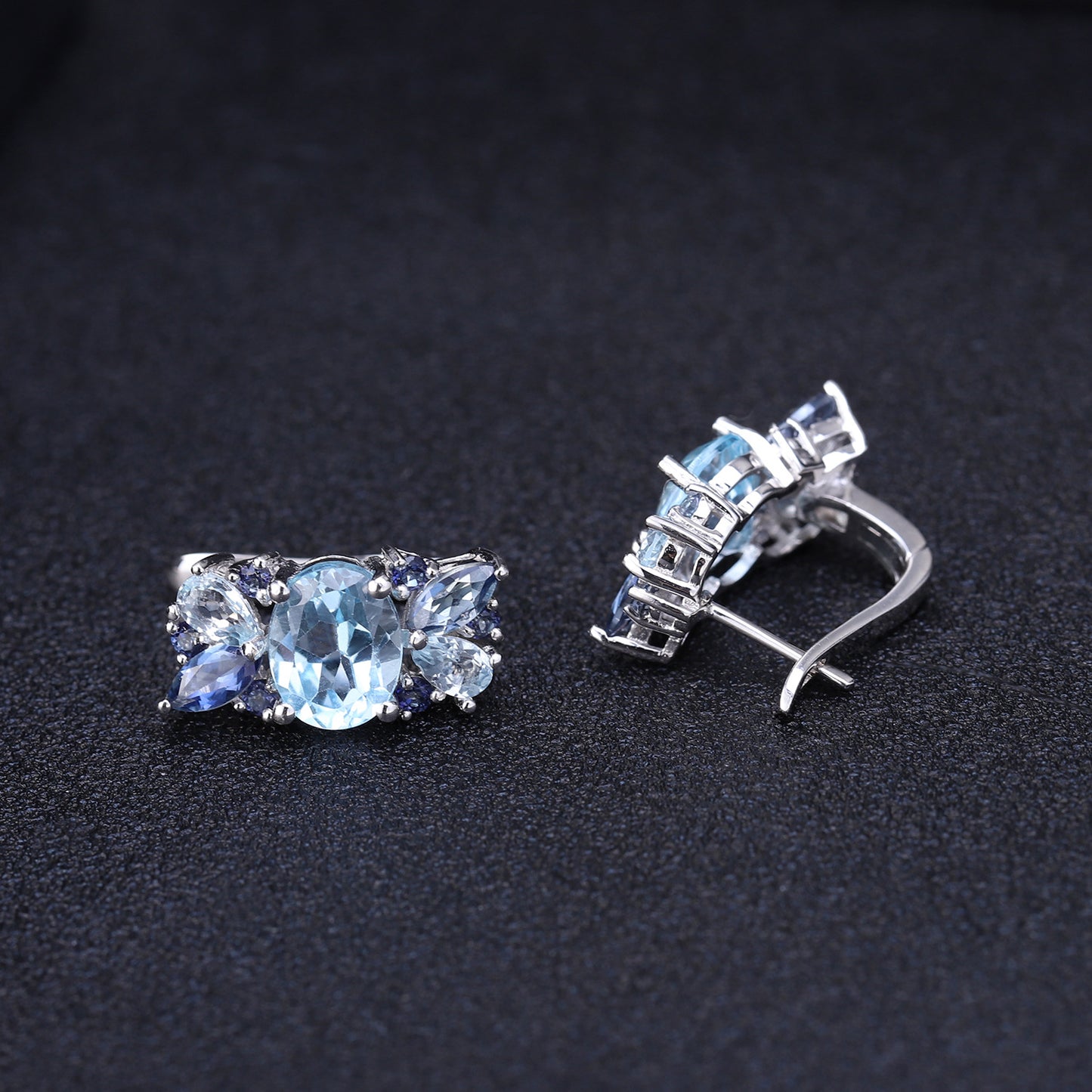 Fashionable Natural Color Treasure Topaz Earrings 925 Silver Inlaid Colorful Gemstone Crystal Earrings Earrings