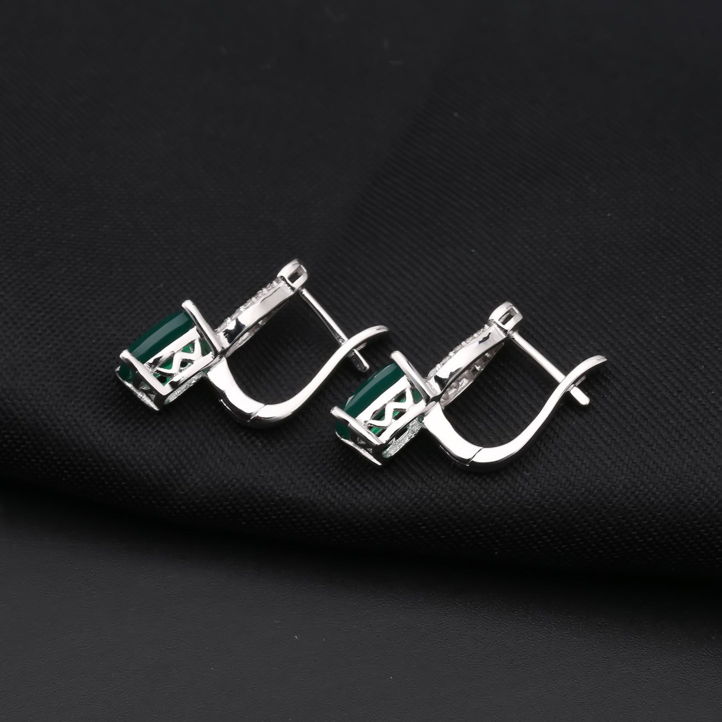 Natural stone green agate temperament earrings fashion s925 silver gold-plated inlaid gemstone crystal earrings