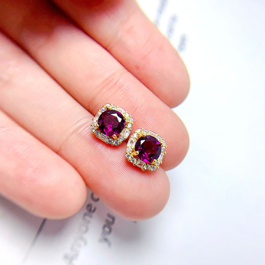 Royal Beauty Garnet Earrings - S925 Silver Setting