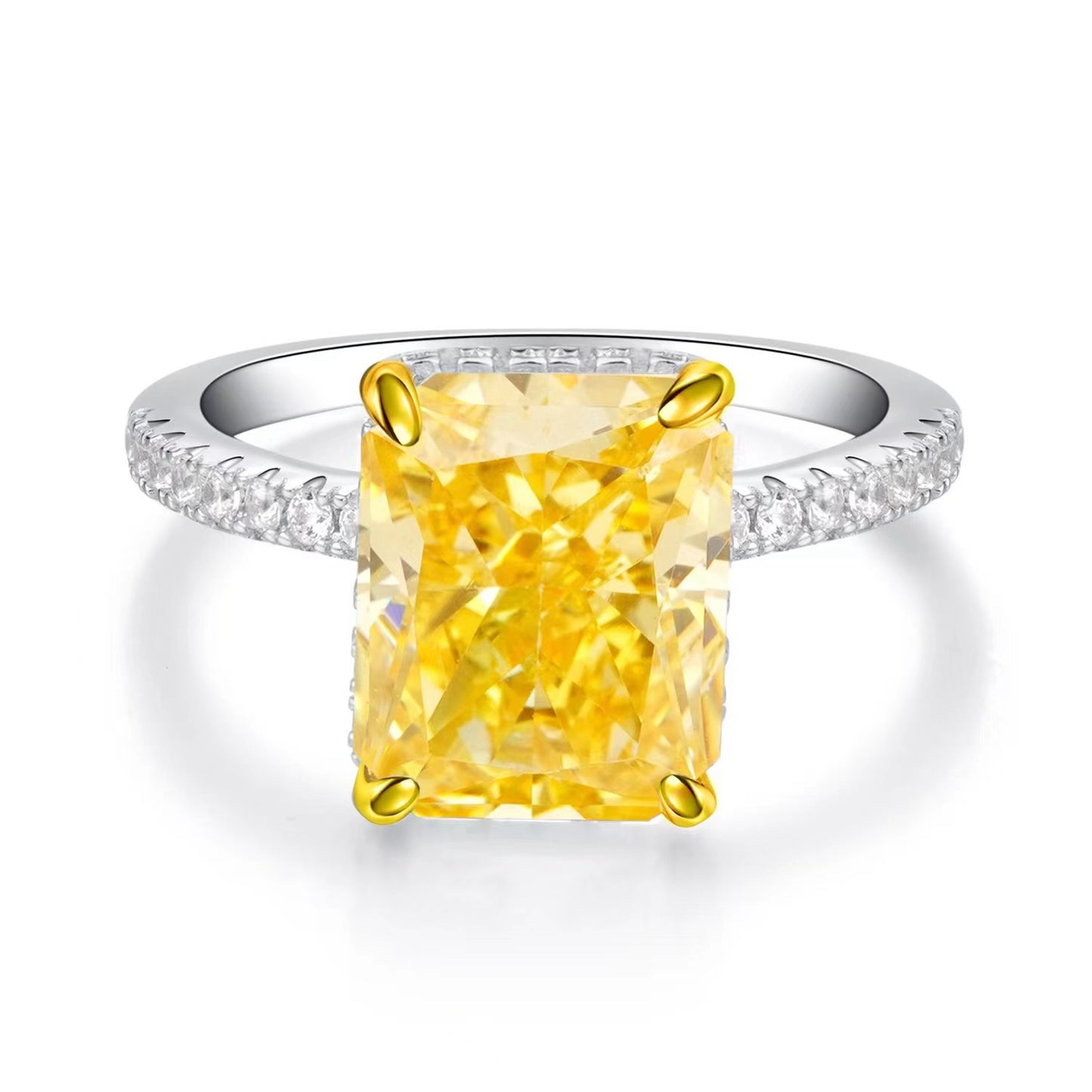 Bague en Zircon pour femme, diamant à haute teneur en carbone S925, argent pur, coupe fleur de glace, émeraude