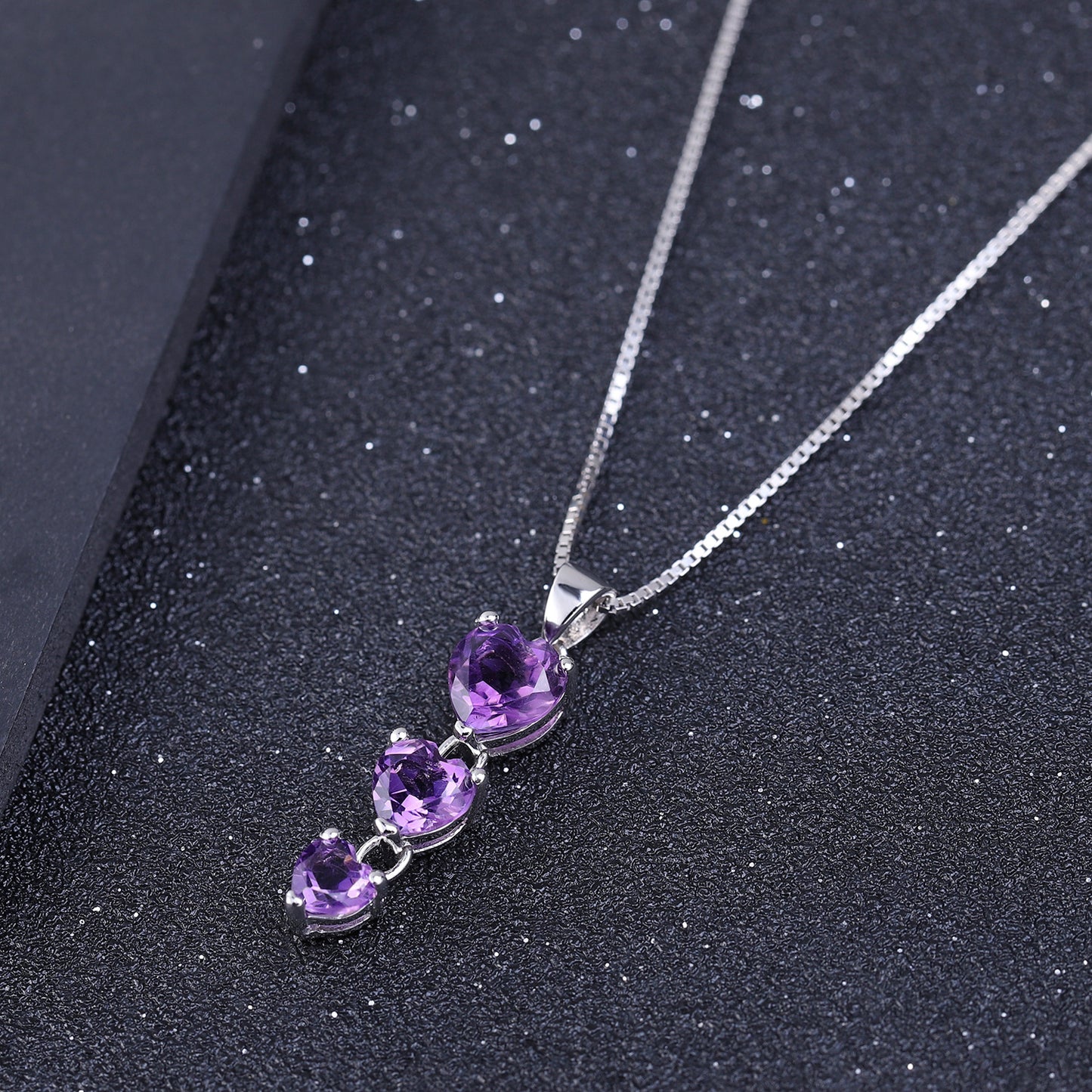 Natural Amethyst Necklace Pendant Fashionable, Simple, and Light Luxury S925 Sterling Silver Inlaid with Natural Colorful Treasure Necklace Ornament