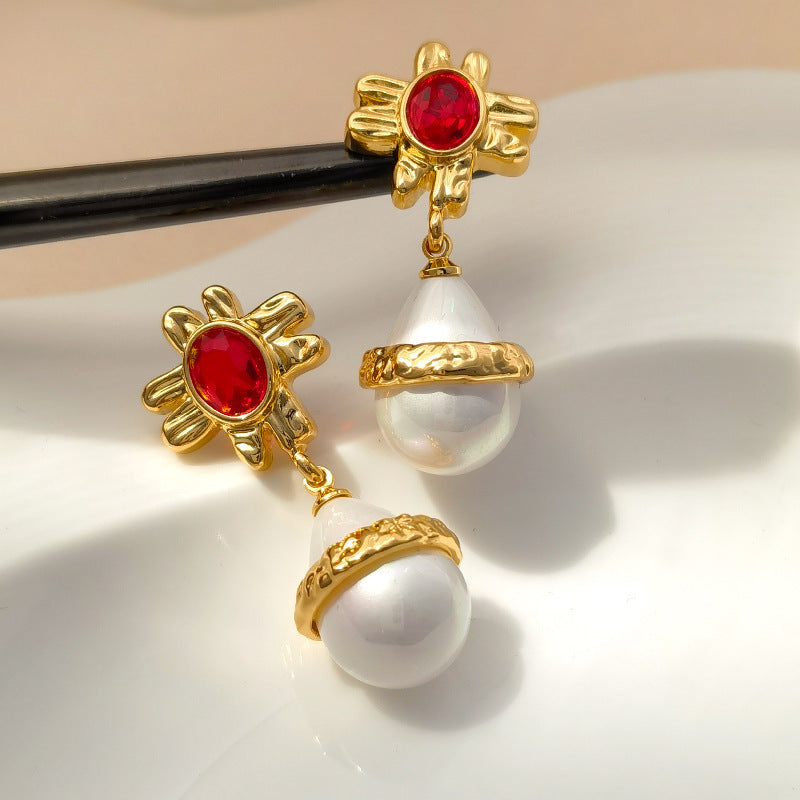 [DF]Original S925 silver needle retro fashion Baroque Pearl Earrings niche elegant fashion new earrings