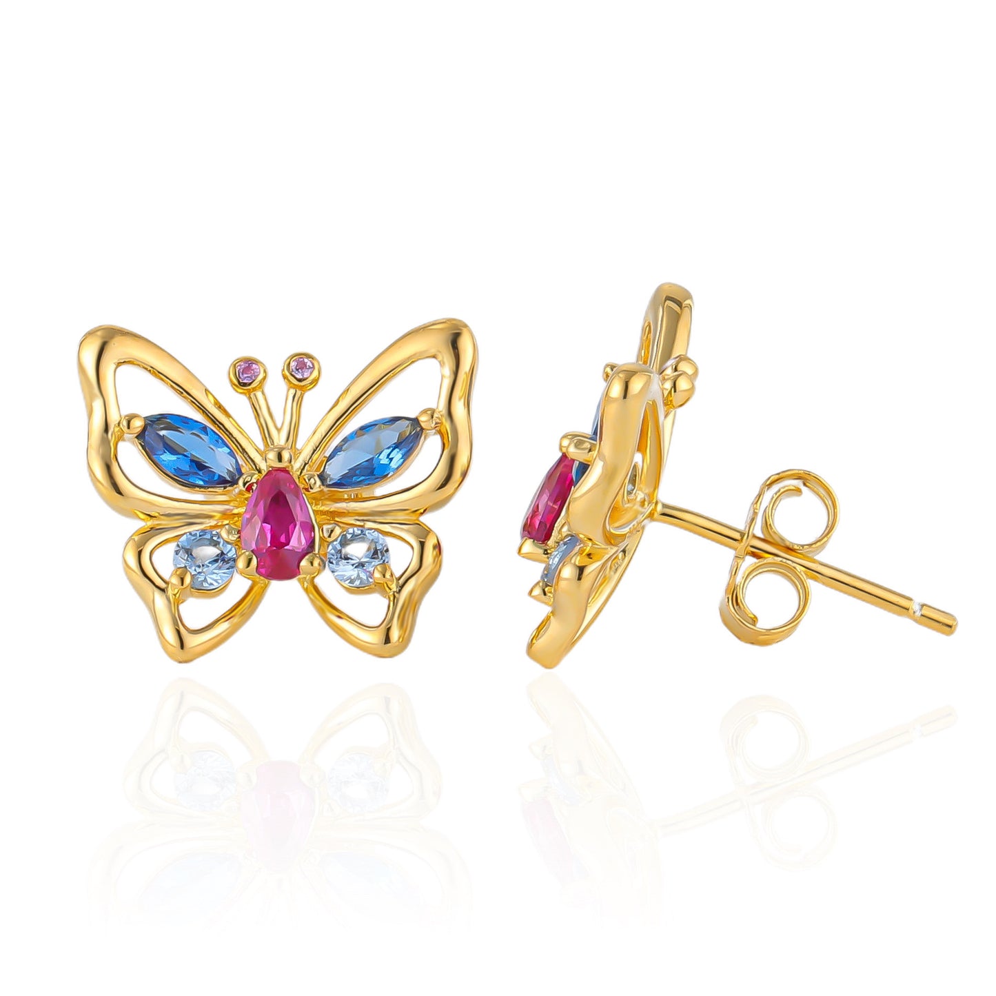 S925 sterling silver sapphire butterfly earrings with edging earrings and earrings