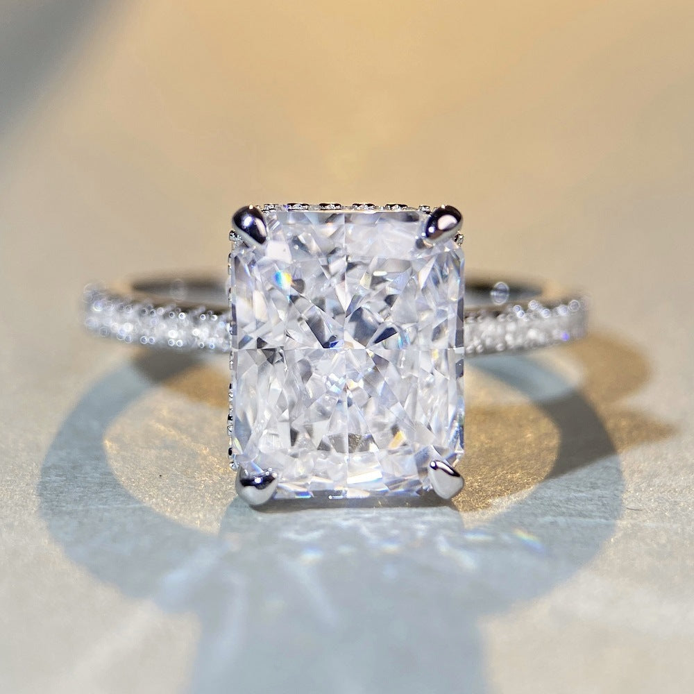 Bague coupe fleur de glace en argent pur S925, diamant à haute teneur en carbone, Zircon carré complet