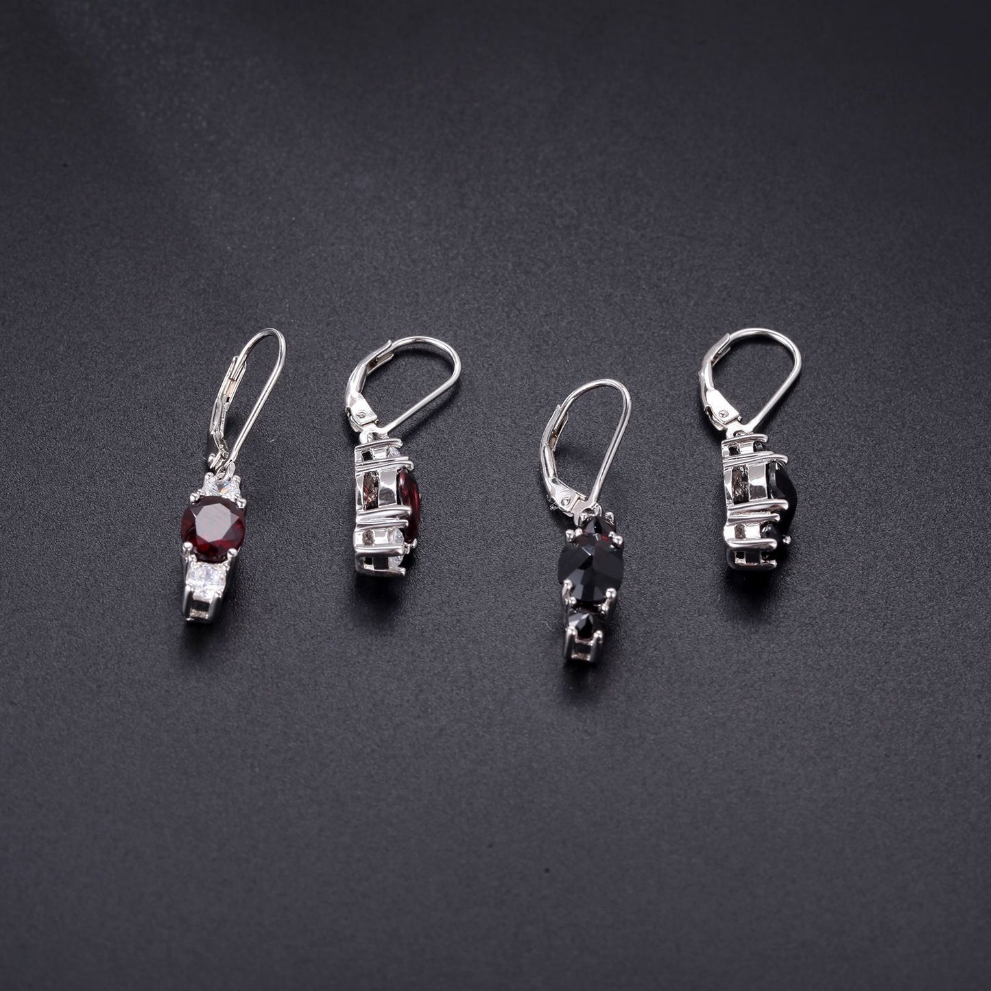 Boucles d'oreilles au trésor colorées naturelles incrustées de grenat, boucles d'oreilles en argent s925