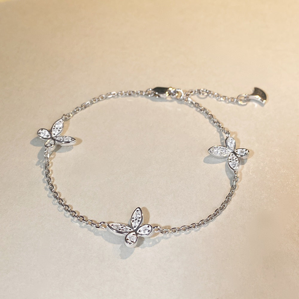 S925 sterling silver Moissanite bracelet Moissanite stone phantom butterfly