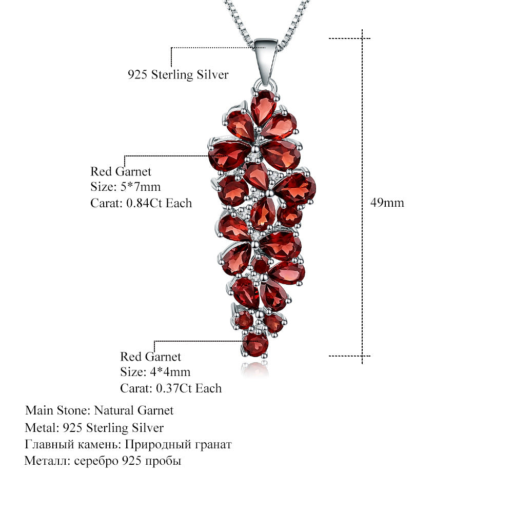 Natural Colorful Treasure Pure Silver Pendant Personalized Grape String Style Garnet 925 Silver Crystal Necklace Pendant