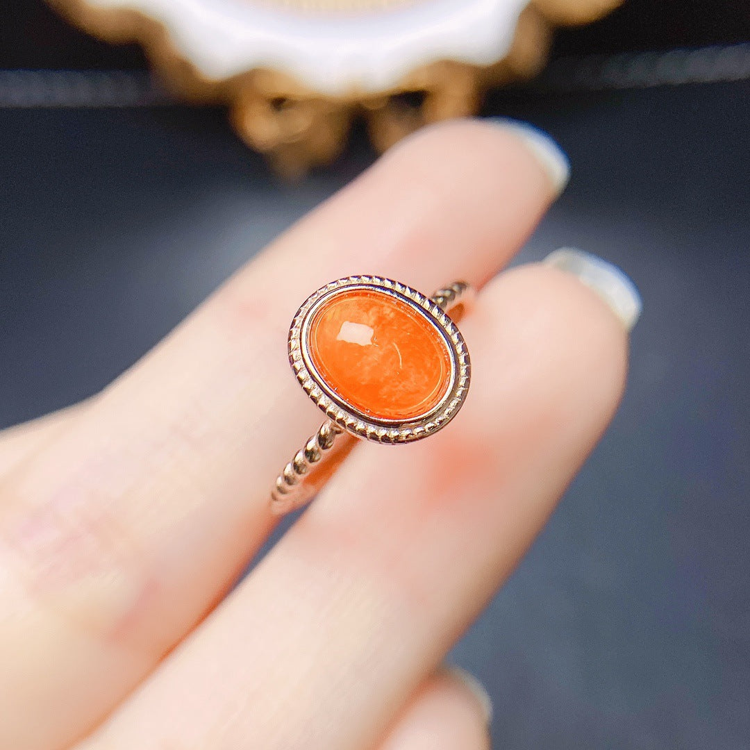 [DF]Hot Selling Natural Fire Opal Ring - S925 Silver Setting