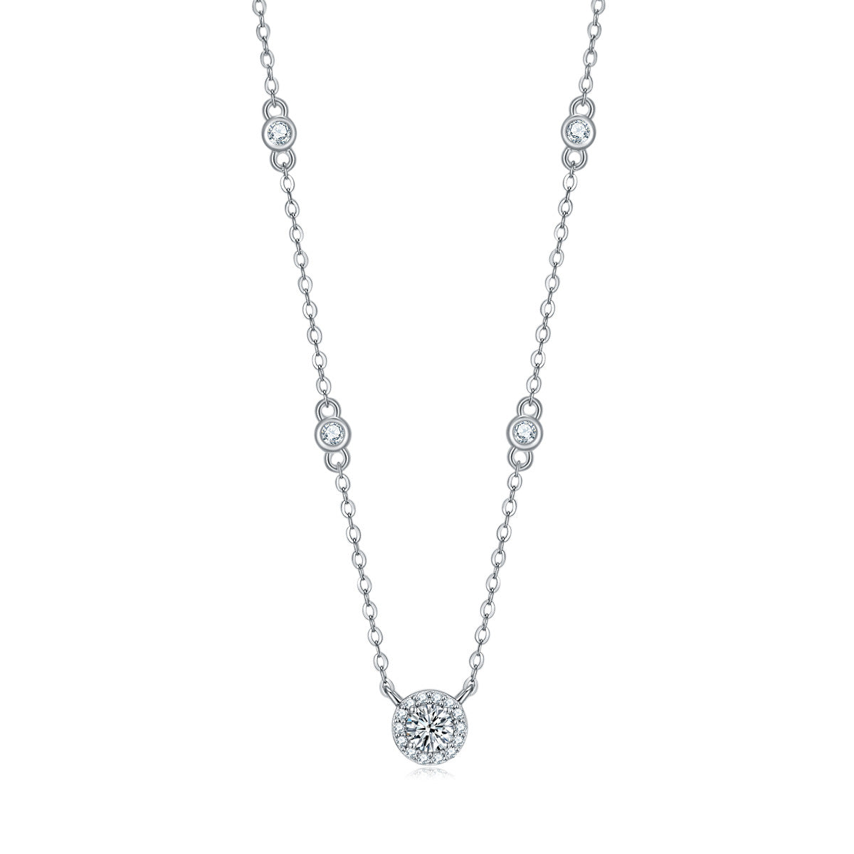 S925 Silver Necklace Moissanite Dot Star Pendant Fashion Clavicle Chain