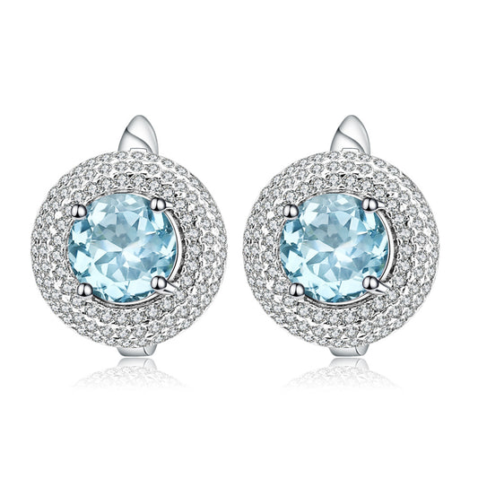 Natural Stone Topaz Earrings and Earrings s925 Silver Crystal Earrings and Earrings