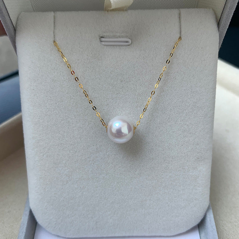 [DF]Radiant Elegance: 18K Gold Freshwater Pearl Y Necklace - Sublime Round Luminescence