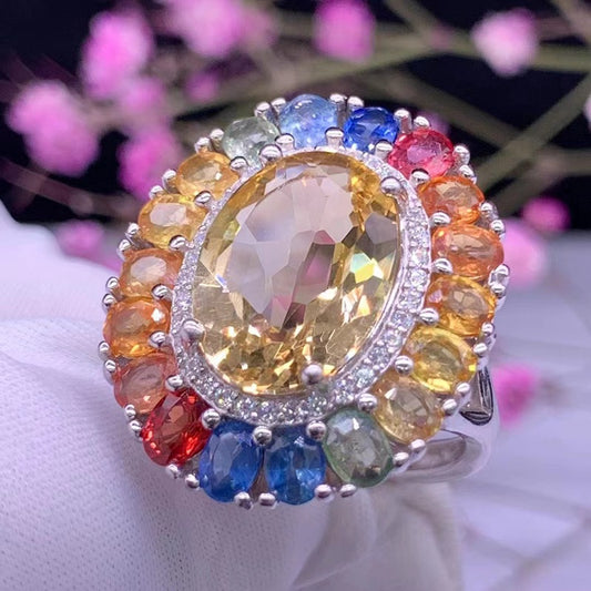 Natural color sapphire ring for women set s925 silver ring for women