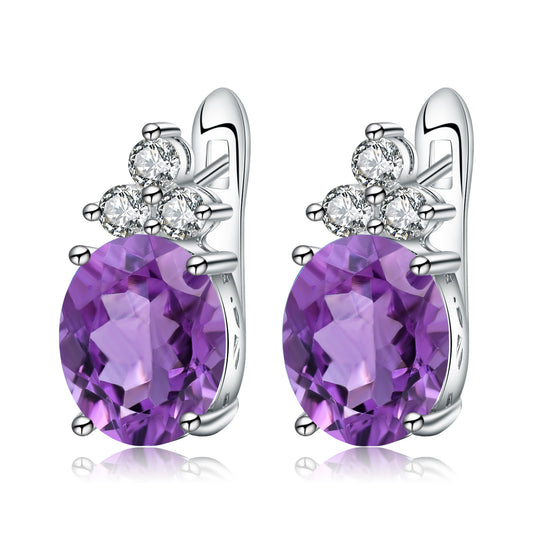 S925 silver amethyst earrings with gemstones