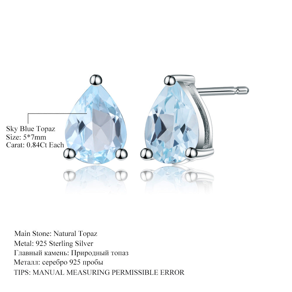 Pendientes de topacio natural en forma de pera Pendientes de plata s925 con tesoros naturales y coloridos