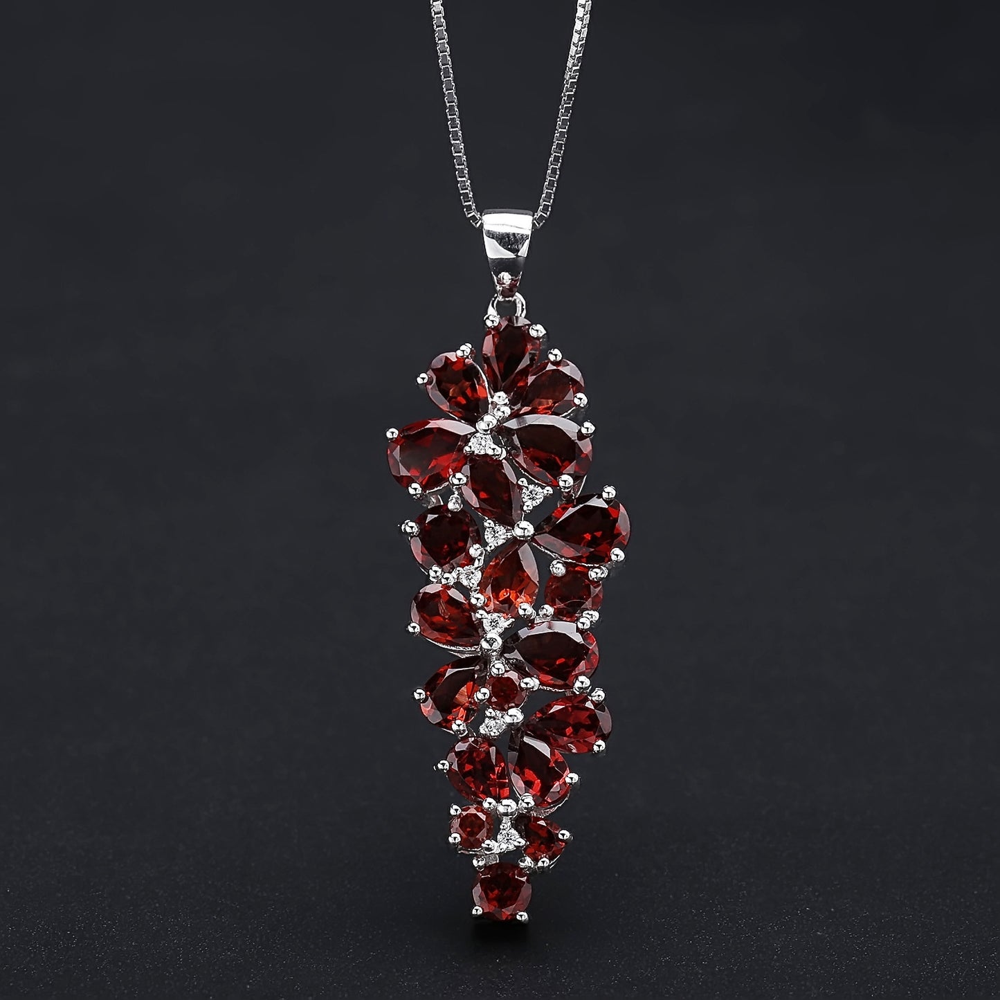 Natural Colorful Treasure Pure Silver Pendant Personalized Grape String Style Garnet 925 Silver Crystal Necklace Pendant