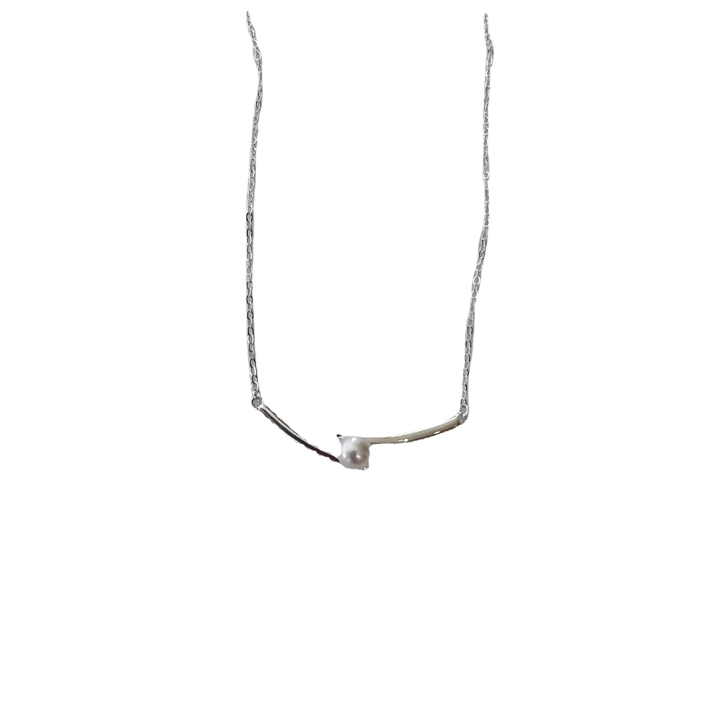 [DF]Collar de cruz geométrica con perlas de agua dulce de plata pura S925: nuevo diseño moderno con estética de alta gama, lujo ligero y cadena de collar con candado única para mujeres