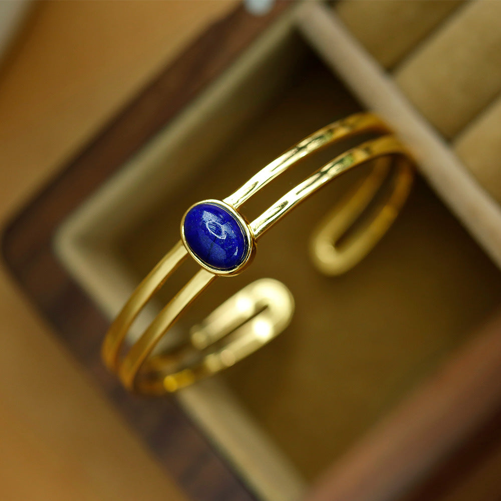 S925 silver gold-plated lapis lazuli bracelet