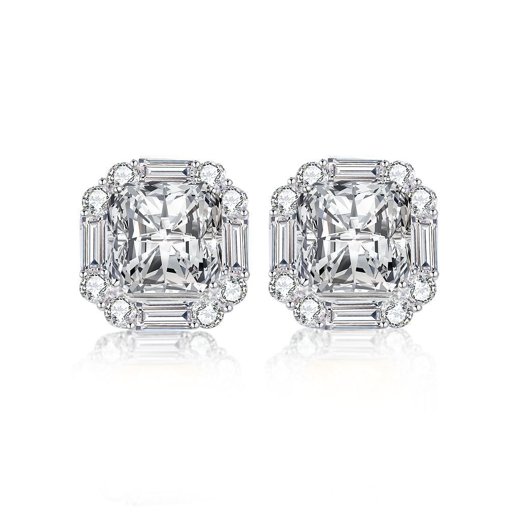 Pendientes de corte de flor de hielo 8A S925 Plata Nuevo diamante amarillo Diamante lleno de circonita