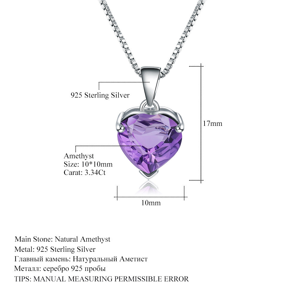 Set Topaz Necklace with Love Shape s925 Pure Silver Natural Colorful Treasure Necklace Pendant