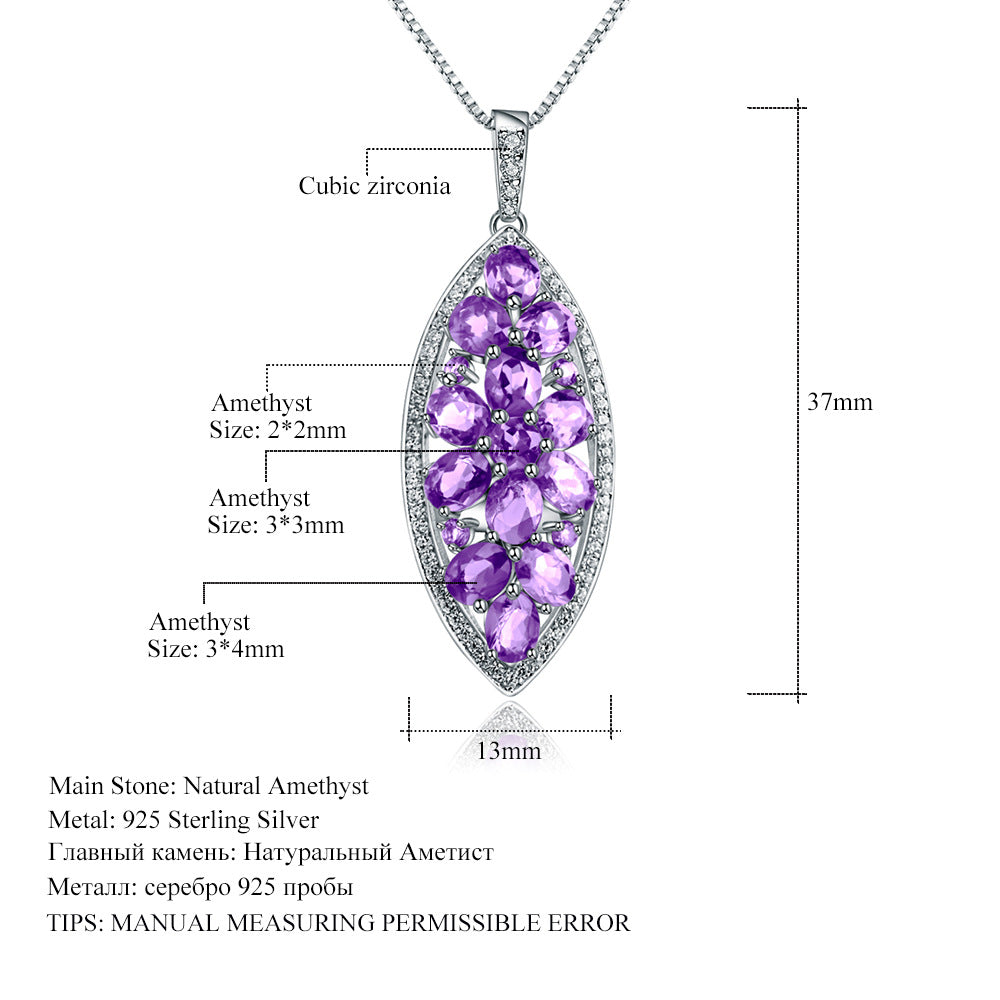 Natural Amethyst Pendant S925 Pure Silver Colorful Treasure Necklace Pendant