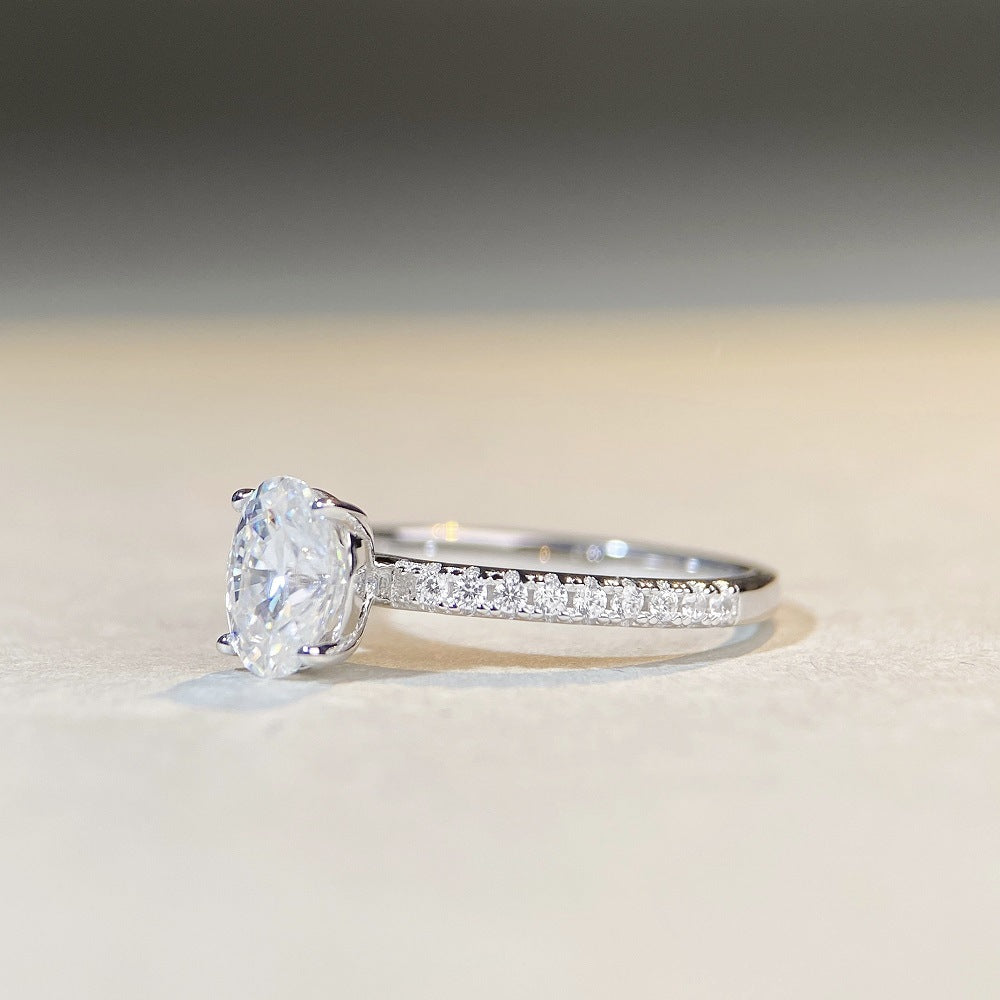 Bague en pierre Moissanite en argent sterling S925, bague en pierre Moissanite