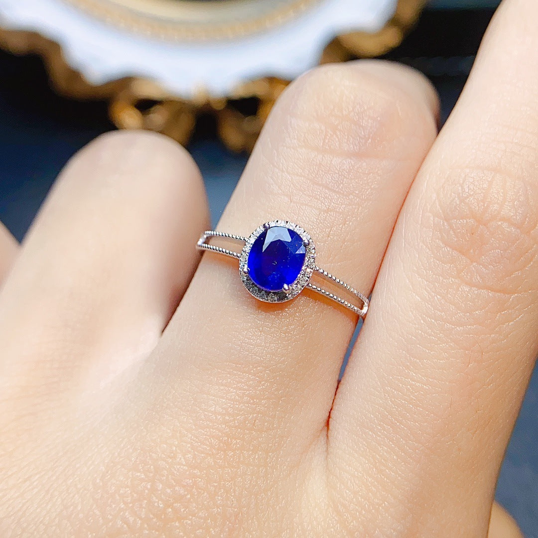 Natural sapphire ring 18K gold set main stone 4*6 selling