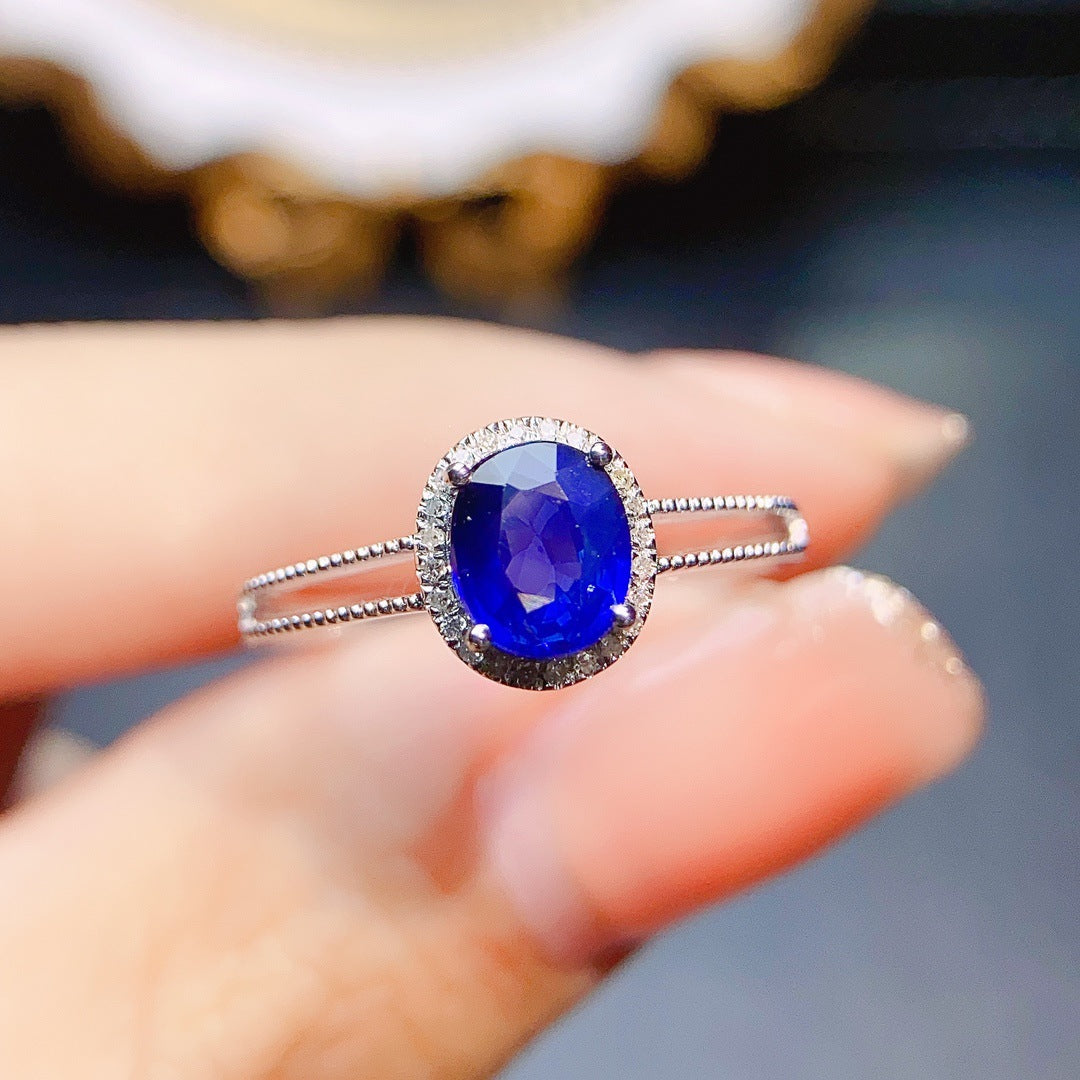 Natural sapphire ring 18K gold set main stone 4*6 selling