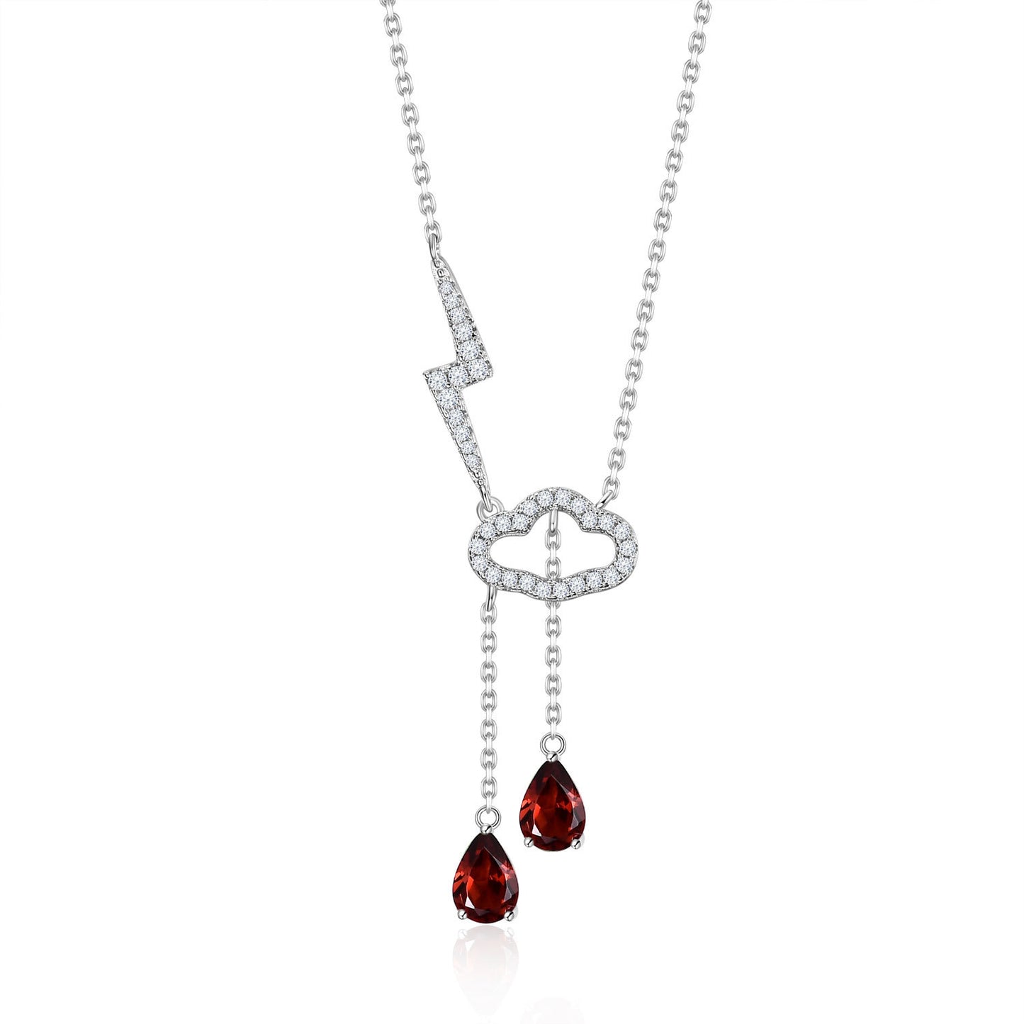 Stud Necklace Set s925 Silver Inlaid Garnet Jewelry Set