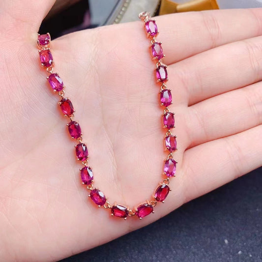 [DF]Royal Amethyst Garnet Bracelet - Exquisite S925 Silver Setting