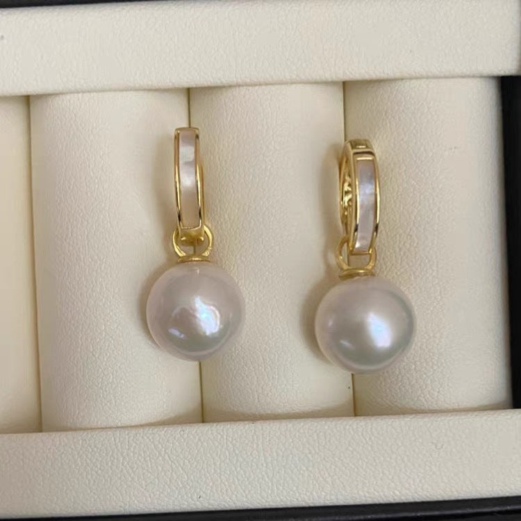 [DF]Multi-Wearable Shell Accent Edison Pearl Earrings - 10-13mm