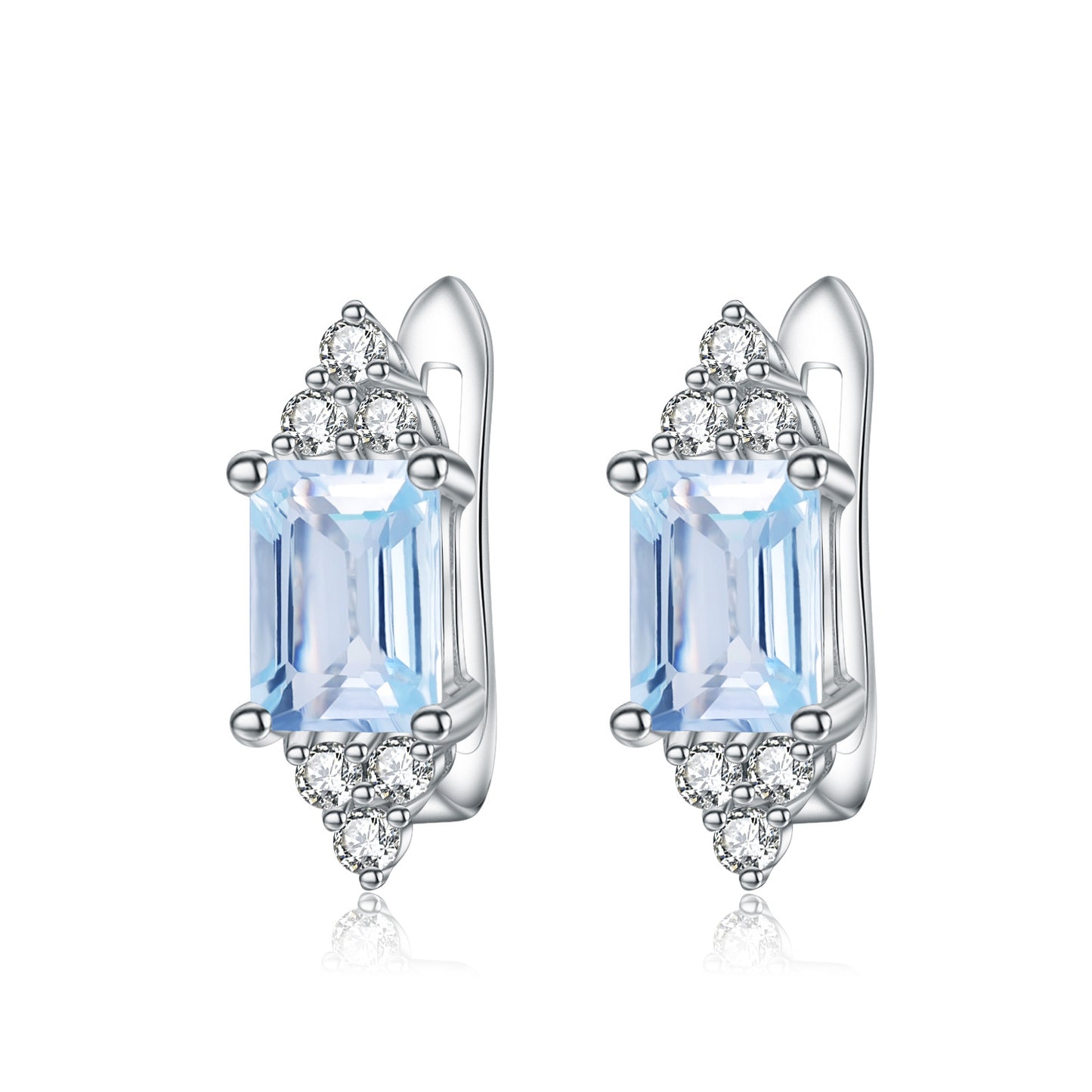 Fashionable natural stone earrings s925 silver inlaid topaz colored gemstone earrings and earrings