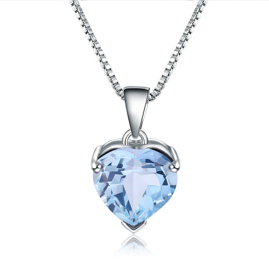 Set Topaz Necklace with Love Shape s925 Pure Silver Natural Colorful Treasure Necklace Pendant