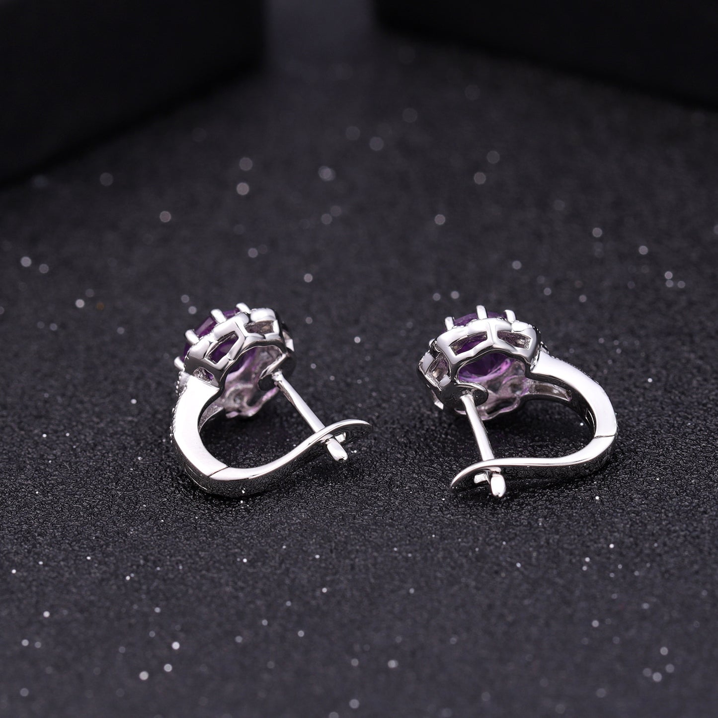 Pendientes de amatista natural con incrustaciones de piedras preciosas naturales en plata s925