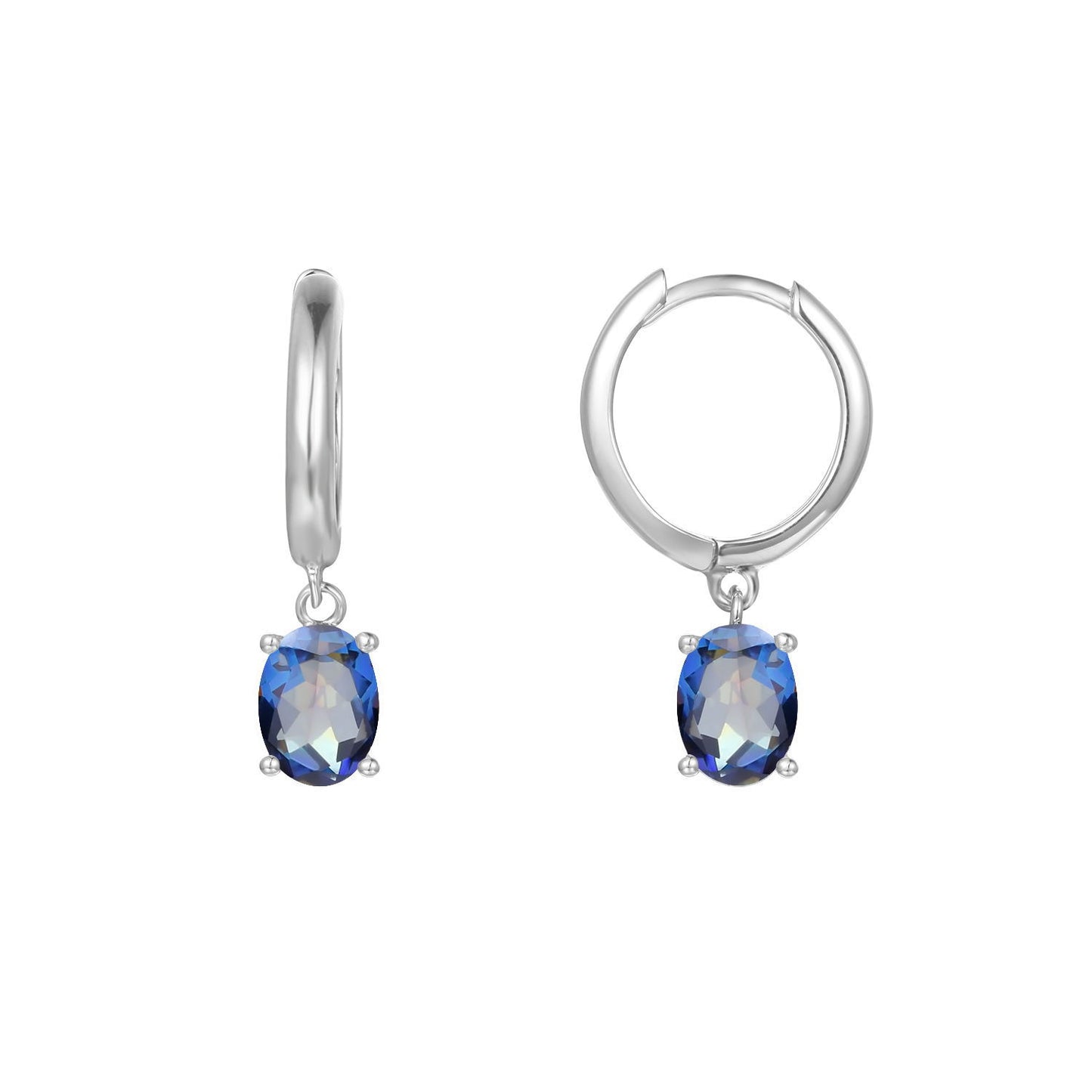 Boucles d'oreilles au trésor coloré naturel, boucles d'oreilles et boucles d'oreilles en topaze incrustées d'argent s925 de personnalité de la mode européenne et américaine