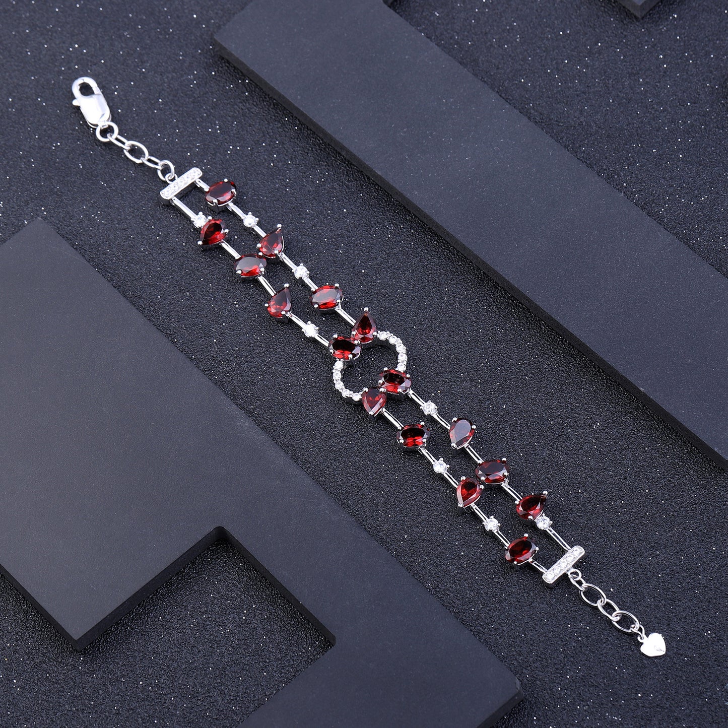 Natural garnet bracelet s925 sterling silver inlaid with natural gemstones bracelet