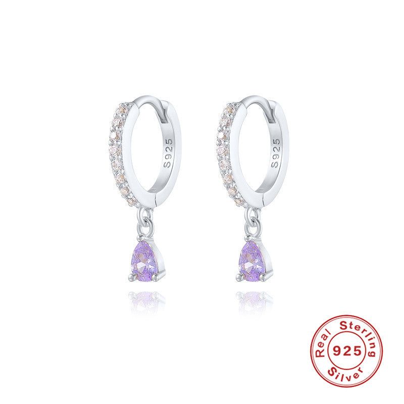 Boucles d'oreilles en argent sterling S925, ensemble de boucles d'oreilles en diamant, couleur fantaisie INS