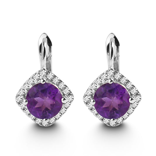 Natural gemstone amethyst earrings s925 silver natural colorful earrings earrings