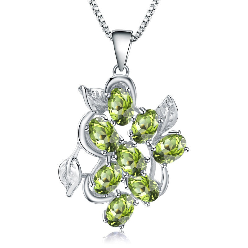 Topaz pendant with natural colored gemstones inlaid with s925 silver necklace pendant