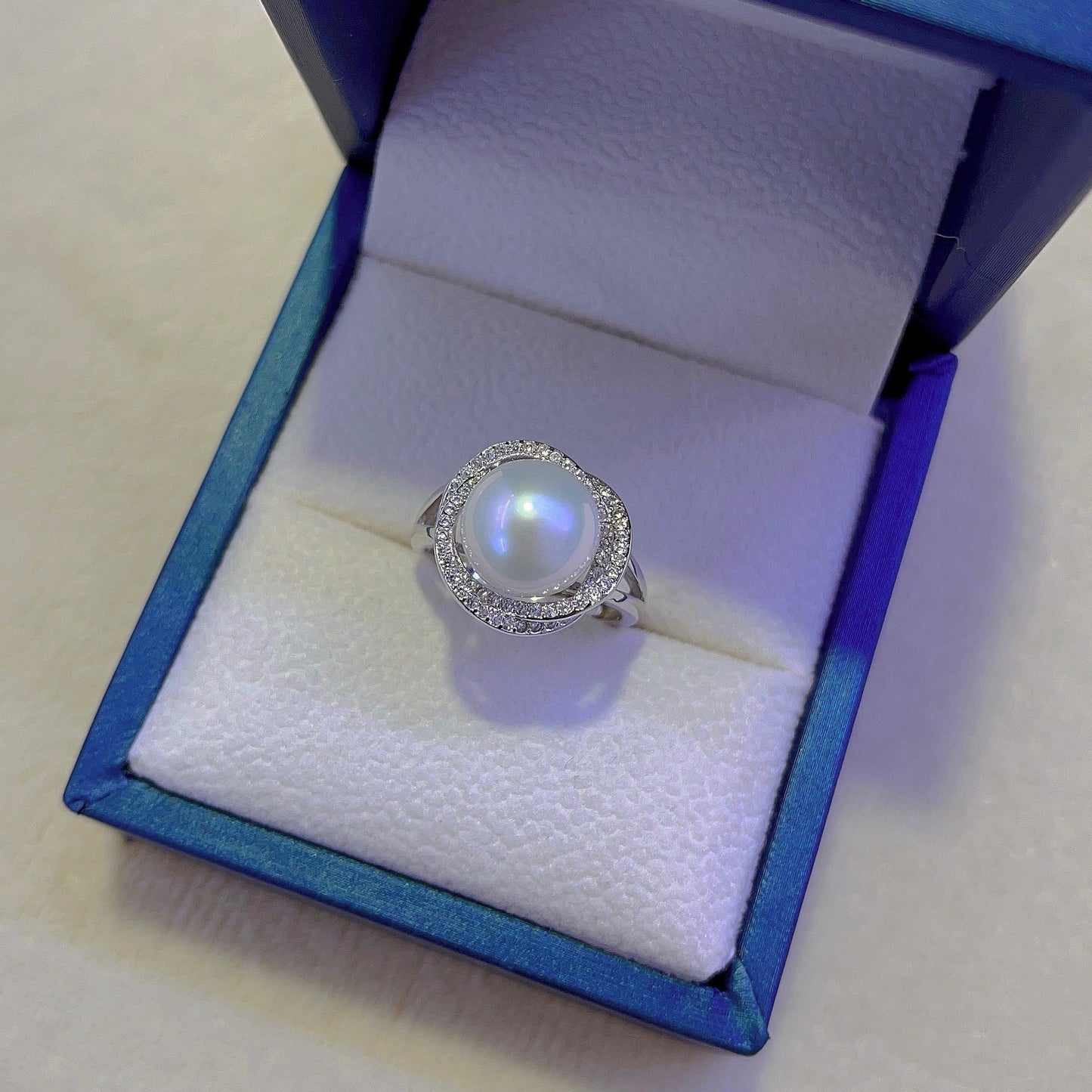 [DF]Nest-Inspired Adjustable Silver Ring with Freshwater Pearl