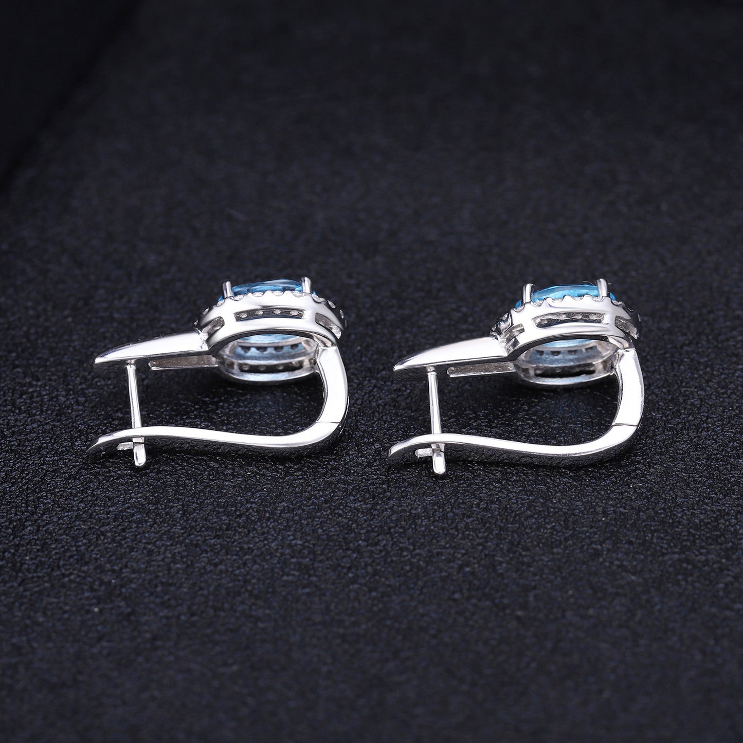 Boucles d'oreilles à la mode en topaze bleu ciel en argent s925 avec boucles d'oreilles en cristal de pierres précieuses colorées