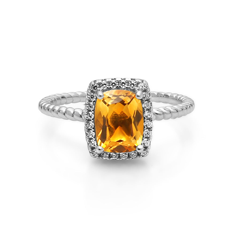 Bague au trésor de couleur naturelle de luxe légère avec tempérament personnalisé Bague en cristal jaune naturel incrusté en argent s925