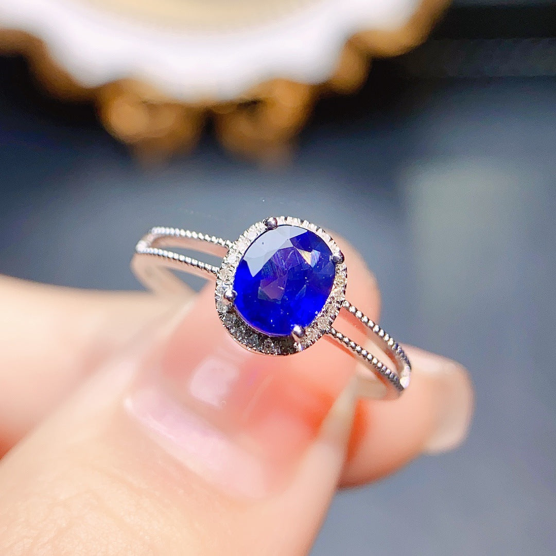 Natural sapphire ring 18K gold set main stone 4*6 selling