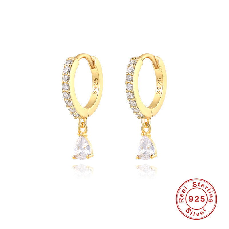 Boucles d'oreilles en argent sterling S925, ensemble de boucles d'oreilles en diamant, couleur fantaisie INS