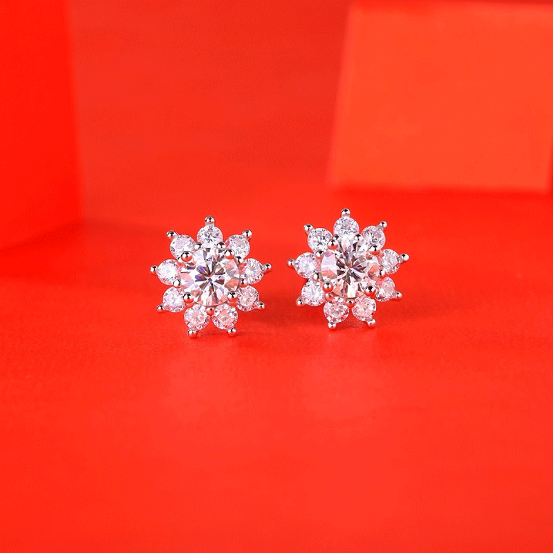 S925 Silver Earrings Mosang Stone New Chuxue Earrings