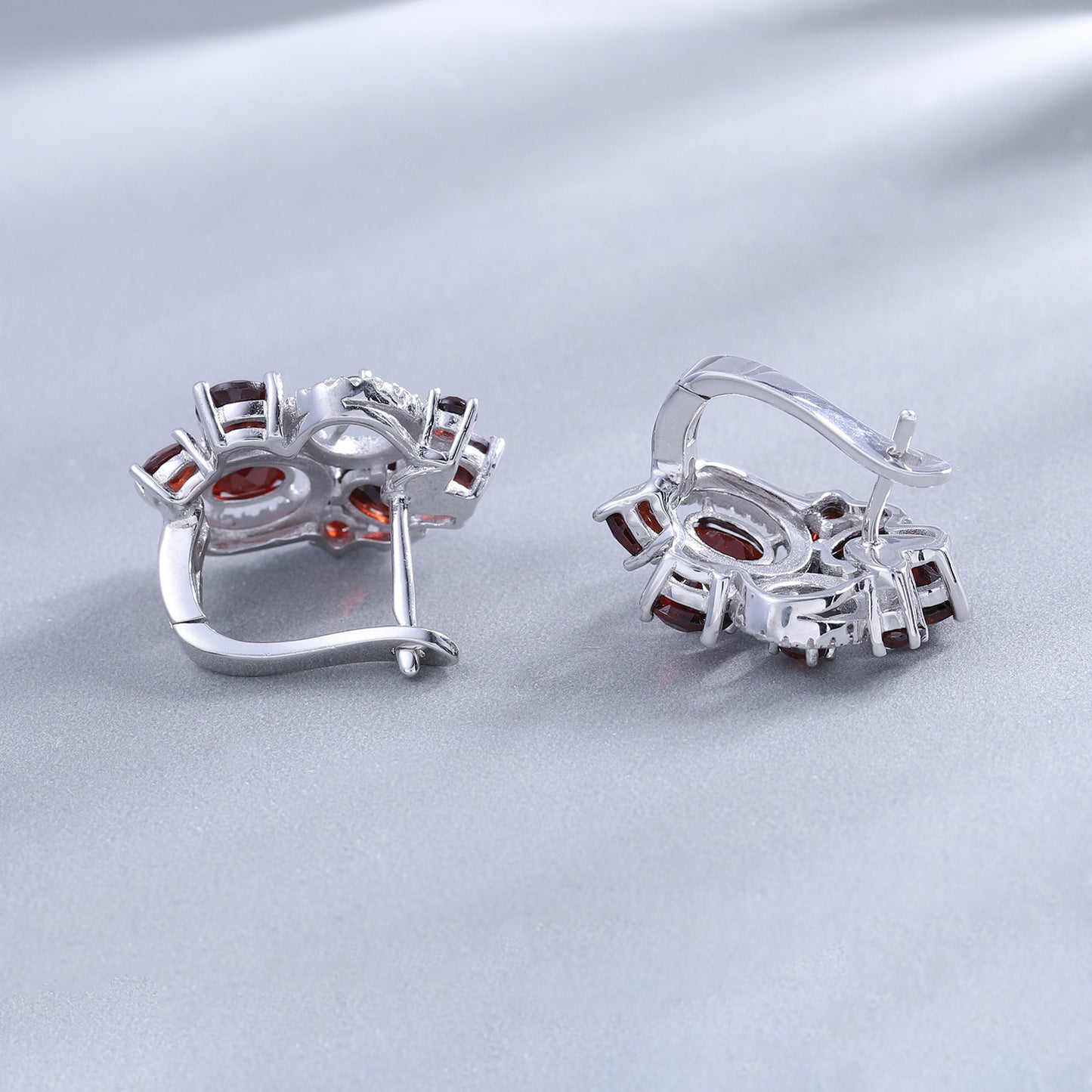 Boucles d'oreilles colorées naturelles en argent s925 incrustées de grenat