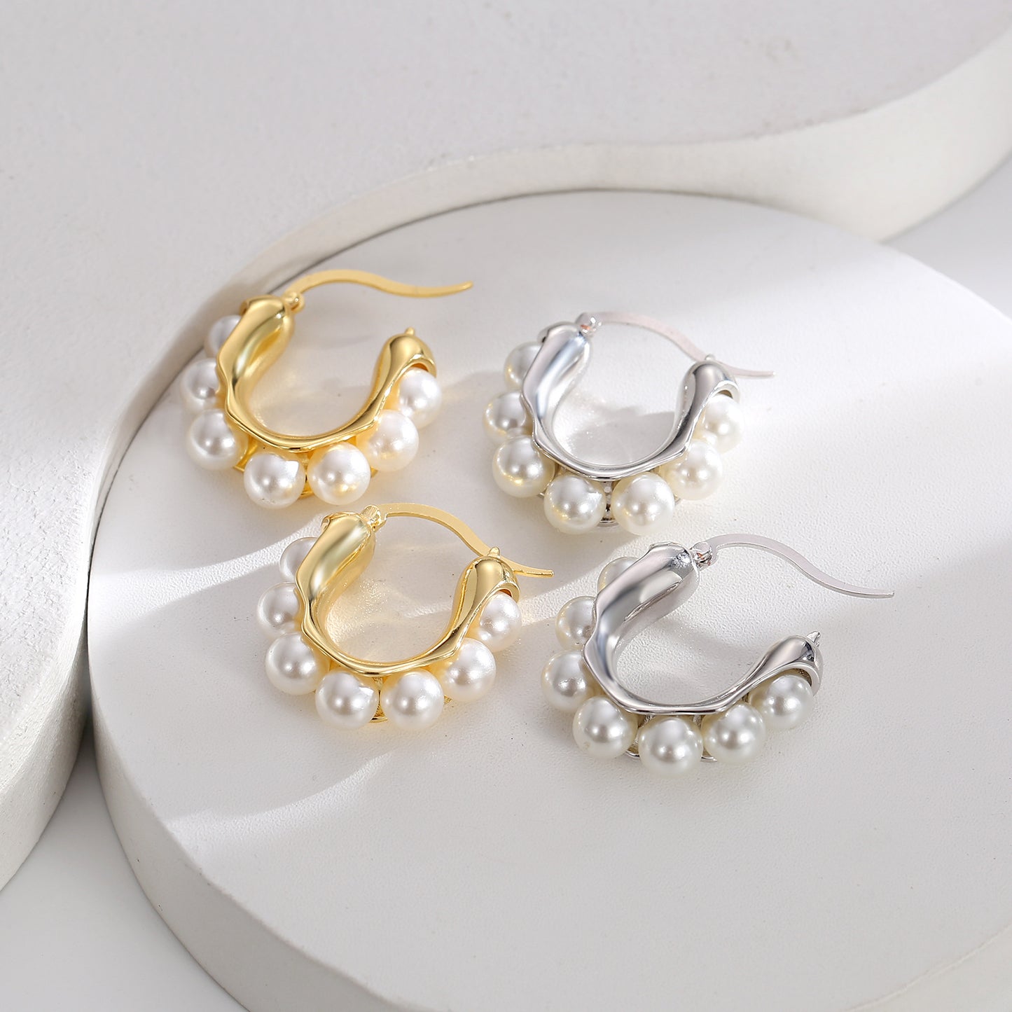 【DF】Earrings High-end Earrings 925 Silver Needle Pearl Earrings Fashion Earrings Jewelry Women