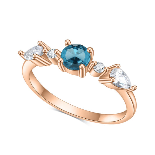 S925 sterling silver inlaid with natural London blue Topaz ring is fashionable, luxurious and simple. gem ring