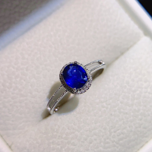 Natural sapphire ring 18K gold set main stone 4*6 selling