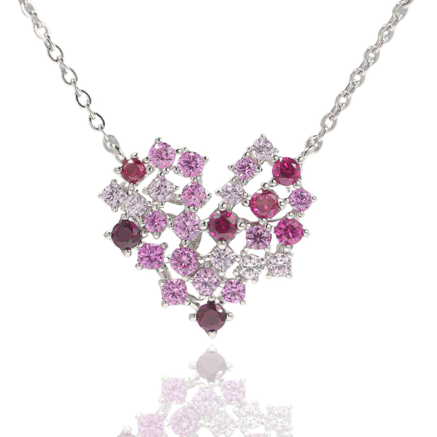 Lab Created DiamondS925 Sterling Silver Cultivated Gemstone Pendant Necklace Love Necklace